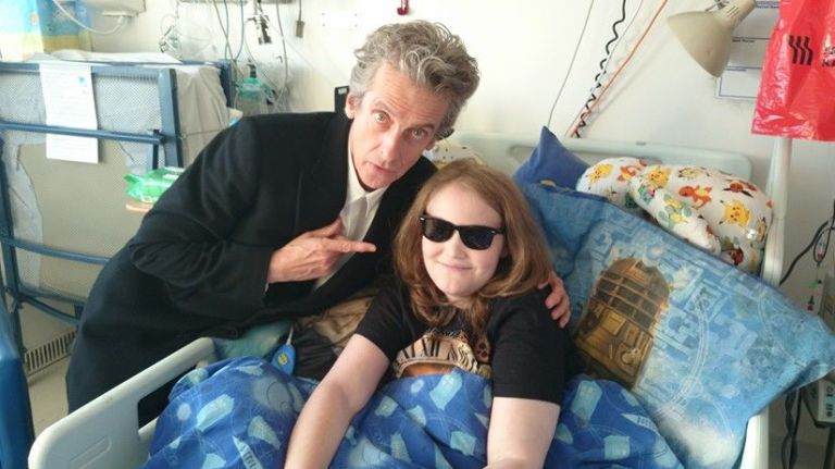 Peter Capaldi visits Daniel, a sick Doctor Who fan, in hospital